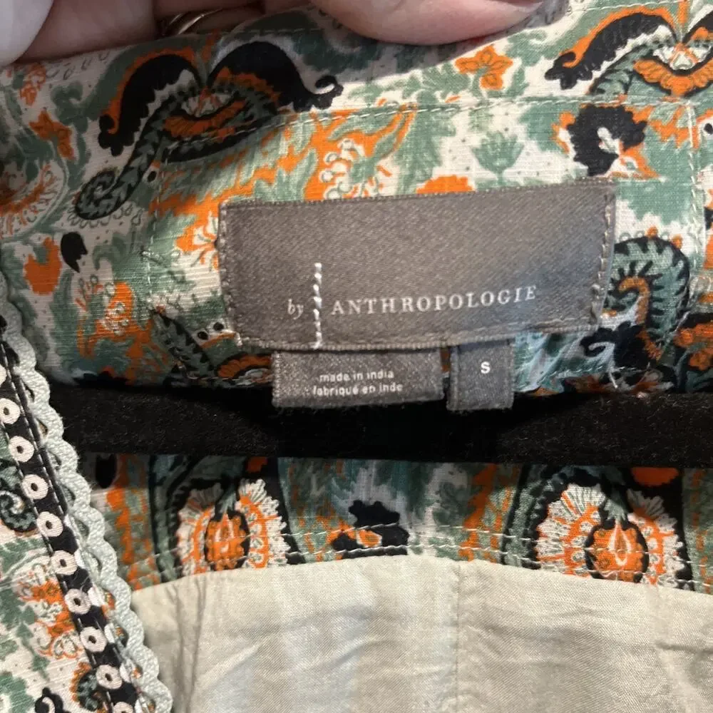 Anthropologie Knee Length Dress Multicolored Deep V Neckline Women’s Size S Boho - Picture 4 of 11